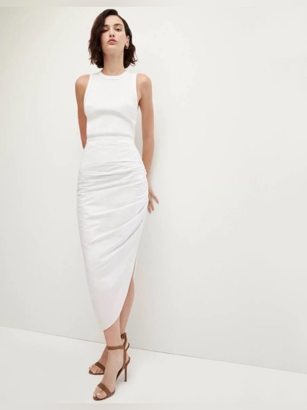 NEW! Veronica Beard White Sleeveless Finca  Midi Dress . Large.with tags